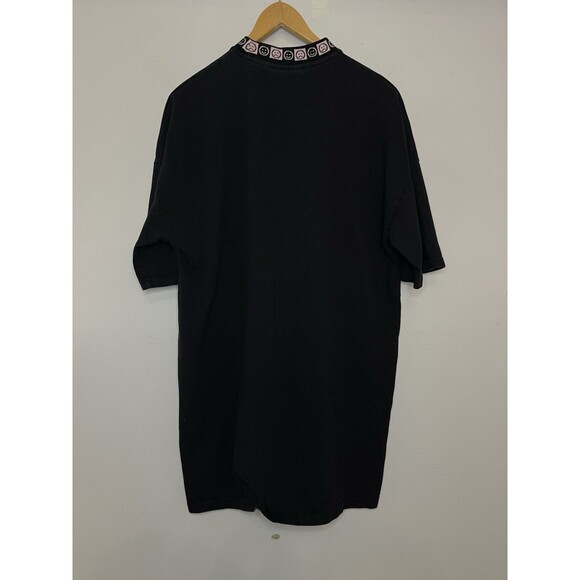 Lazy Oaf Men's Small Oversized Tshirt Black Logo Pink Happy Sad Jacquard Collar - Picture 5 of 5